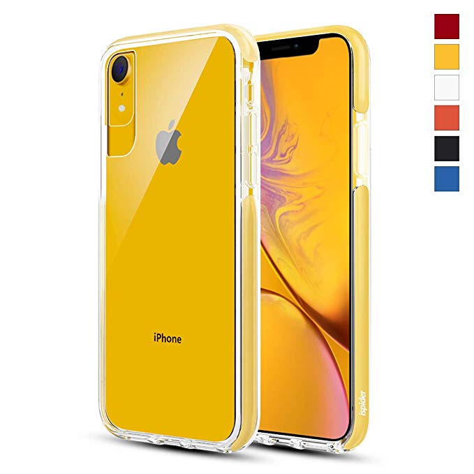 Ispider Crystal Clear Case Designed for iPhone XR, [3-Meter Anti-Fall] Premium Protective, Slim Case for Apple iPhone XR, [Hard PC Back and Dual-Layer Reinforced TPU Bumper Frame]- Yellow