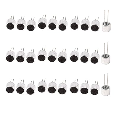 uxcell 30Pcs 6050 Electret Microphone Pickup 6mm x 5mm Cylindrical Electret Condenser Mic Inserts with Pins for PCB