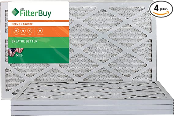 AFB Bronze MERV 6 14x20x1 Pleated AC Furnace Air Filter. Pack of 4 Filters. 100% produced in the USA.