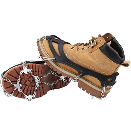 Terra Hiker Crampons, 18 Teeth Stainless Steel Anti-Slip Traction Ice Cleats, Shoes Spikes for Walking on Snow and Ice