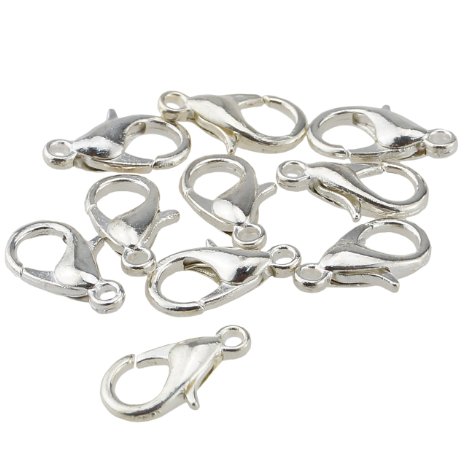 Curved Lobster Clasps-100pcs Silver Plated Lobster Claw Clasps Findings-7x12mm with Kare and Kind Retail Packagingsilver