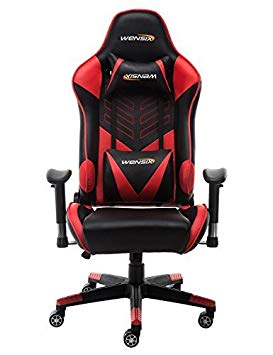 WENSIX Gaming Chair Ergonomic PC Racing Style High-Back Swivel Office Chair Computer Chair with Lumbar Support and Headrest Pillow (Red-03)
