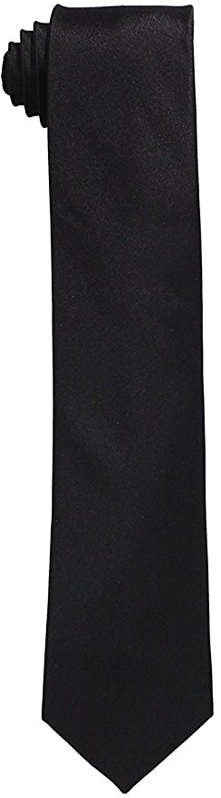 Mens Premium Black 100% Silk Slim Tie Signature Wrapping and Gift Box (2" - 2.75")
