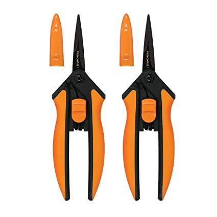 Fiskars 399241-1002 Non-Stick Micro-Tip Pruning Snips, 2 Pack, Blades, Orange