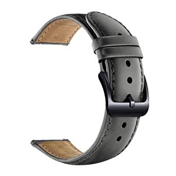 20mm Watch Band, LEUNGLIK Quick Release Leather Watch Bands with Black/Brown/Gray Stainless Pins Clasp
