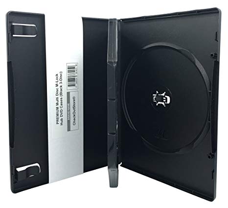 CheckOutStore (10) Premium Multi Disc M-Lock Hub DVD Cases, 3 Disc, Black