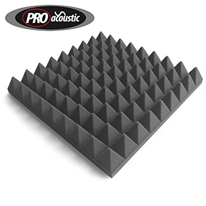 24x AFP305 Pro Acoustic Foam Pyramid Tiles , Studio Sound Treatment , 2.23m2 (24 ft2) per pack