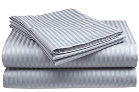 Twin Size 400 Thread Count 100% Cotton Dobby Stripe Sheet Set - Silver