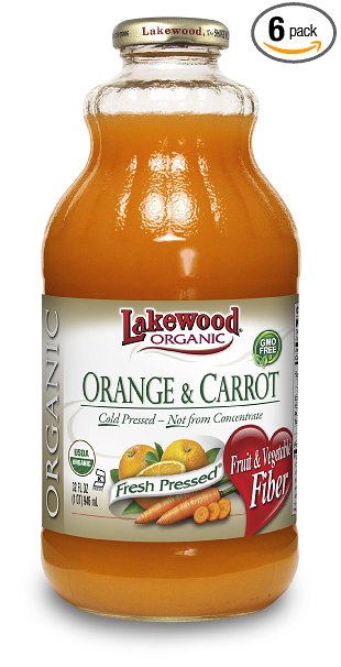 Lakewood Organic Orange Carrot Juice, 32-Ounce Bottles (Pack of 6)