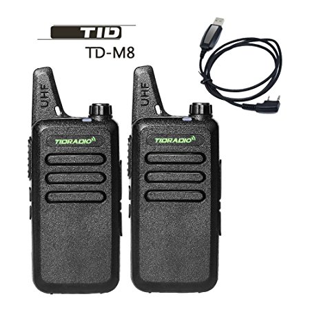 TIDRADIO TD-M8 Mini Walkie Talkie RFS Two Way Radio Compatible with Baofeng (2 PCS) With 1 Free Program Cable