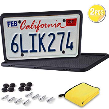 License Plate Frame. Silicone Car License Plate Frame black. 2Pcs Rust-Proof, Rattle-Proof, Weather-Proof. Car License Plate Frame - 100% Street Legal- Universal American Car Licenses Plate Covers.