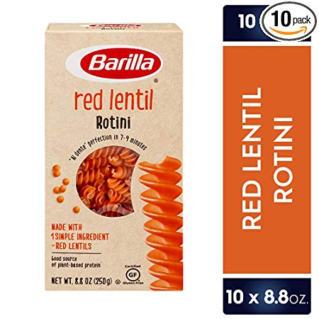 Barilla Red Lentil Pasta, Gluten Free Pasta, Rotini, 8.8 oz (Pack of 10)