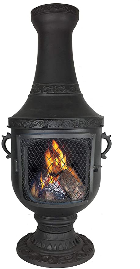 The Blue Rooster Venetian Grill Wood Burning Chiminea Charcoal Color