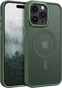 BENTOBEN for iPhone 15 Pro Max Case,iPhone 15 Pro Max Magnetic Phone Case [Compatible with MagSafe] Translucent Matte Shockproof Women Men Protective Case Cover for iPhone 15 Pro Max 6.7",Dark Green