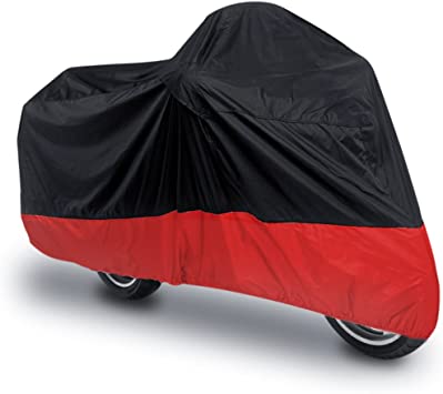 uxcell XXL 180T Rain Dust Motorcycle Cover Black Red Outdoor Waterproof 104" for Honda