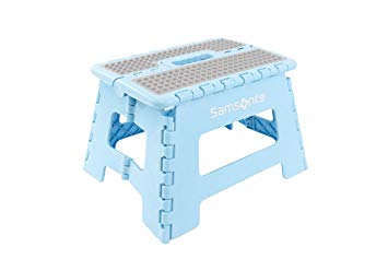 Samsonite Heavy Duty Folding Step Stool: 9" High / 2" Wide When Folded in Baby Blue - by Vanderbilt