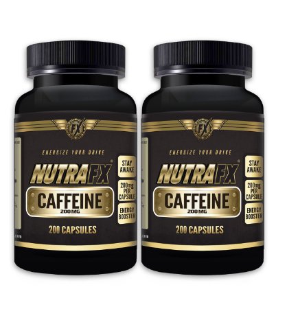 NutraFX Caffeine Pills 200 mg   400 Servings - Anhydrous Caffeine Energy Pills - Best in Diuretics - Thermogenic Caffeine Weight Loss Support