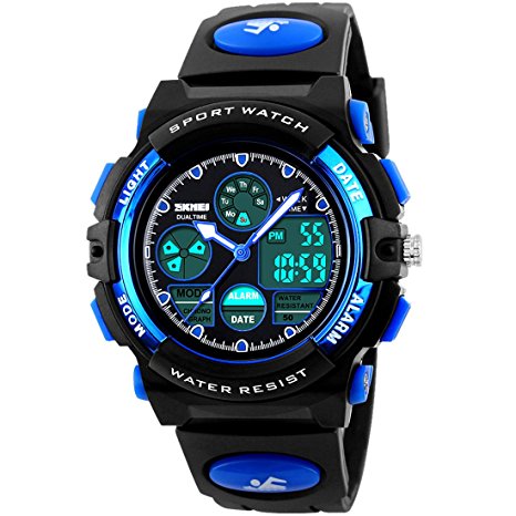 LIGE Multi Function Boys Girls Analog Digital Wristwatch LED Quartz Water Resistant Electronic Sport Watch For Kids