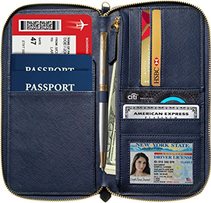 Travel Document Organizer & RFID Passport Wallet Case - Family Passport Holder Id