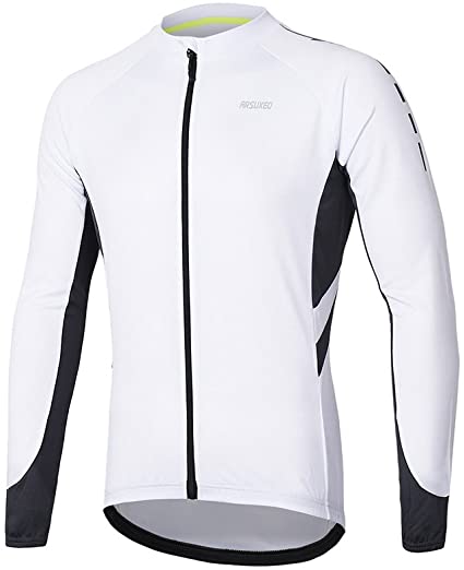 ARSUXEO Men's Full Zipper Long Sleeves Cycling Jersey Bicycle MTB Bike Shirt 6030