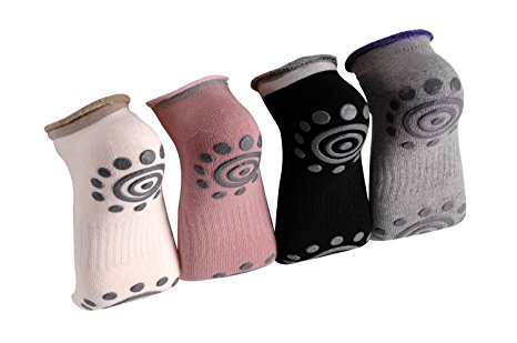 Reehut (Set of 4) Non-Slip Skid Yoga Socks w/ Grip for Exercise, Training, Workout, Fitness & Pilates