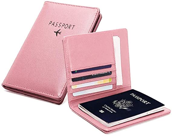 PALMFOX Leather Travel Wallet Passport Holder Cover RFID Blocking，Leather Card Case, Travel Document Organizer Case-Including 7 Colors.