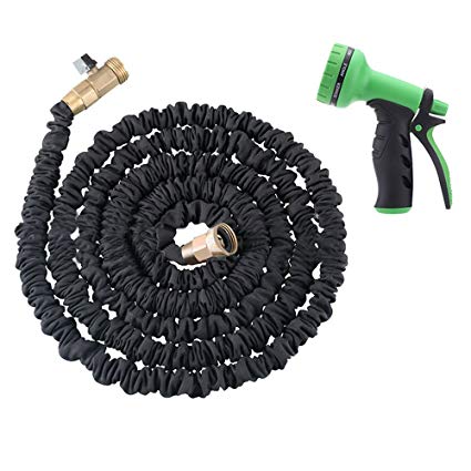 Expandable Hose,AOLVO Flexible Garden Pipe 25ft/50ft/75ft/100ft with 8-Pattern Spray Nozzle for Car Washing,Garden Watering,Home Cleaning,Pets Washing