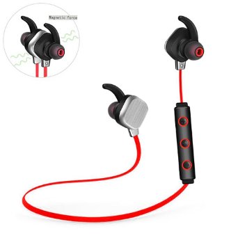 Wireless Bluetooth Sport Headphones with MicRunner Headset Wireless Bluetooth Earphones with Mic and Sweatproof Bluetooth Earbuds- Wireless Bluetooth Noise Cancelling Headset for Running Red