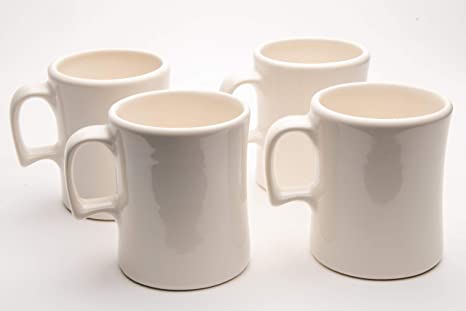 American Mug Pottery Ceramic"Texas Tea Cup" Coffee Mug, Made in USA (16 oz - Pack of 4, White)