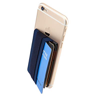 SINJIMORU Phone Grip with Card Holder for Phone, Stick on Phone Wallet with Phone Finger Gripper Storing Credit Cards. Strap Pocket for Cell Phone. Sinji Pouch Band, Navy Pouch and Navy Band.