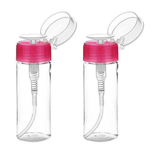 Teemico 2 Pieces 100ml Nail Polish Remover Pump Dispensers Empty Plastic Bottle Clear Cosmetic Empty Bottle Container