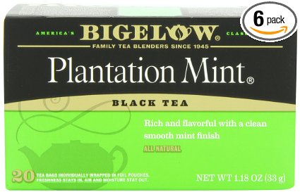 Bigelow Plantation Mint Tea 20-Count Boxes Pack of 6