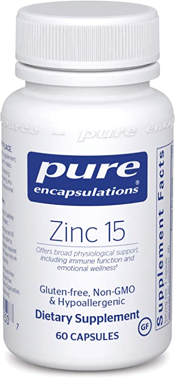 Pure Encapsulations - Zinc 15 - Zinc Picolinate (15 mg.) Highly Absorbable Hypoallergenic Supplement for Immune Support* - 60 Capsules