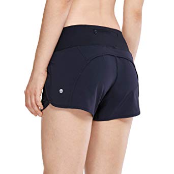 CRZ YOGA Women's Athletic Workout Sports Running Shorts with Zip Pocket - 4 Inches