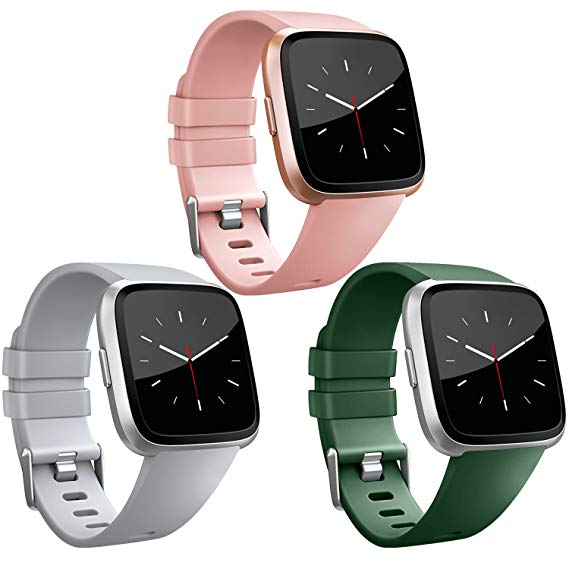 Vancle Band Compatible with Fitbit Versa Bands 3 Pack, Classic Accessories Replacement Wristbands for Fitbit Versa Smartwatch