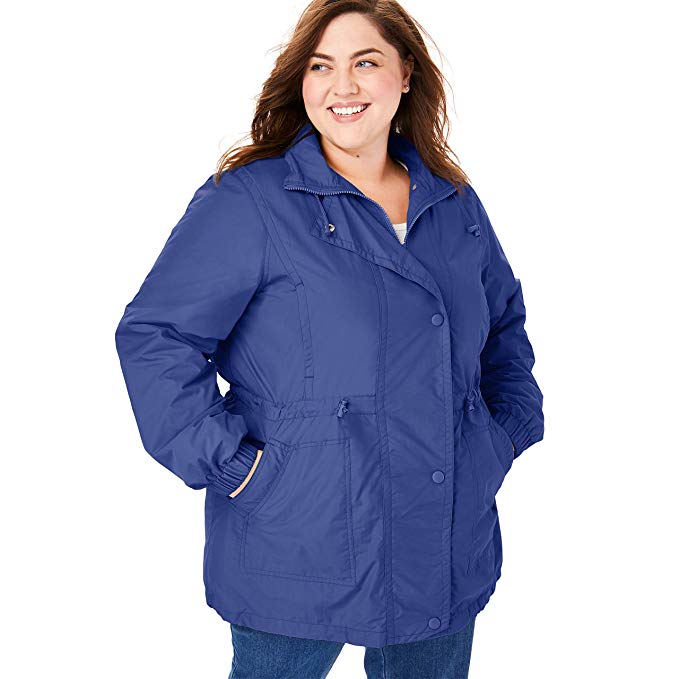 Woman Within Plus Size Women's Plus Size Fleece-Lined Taslon Anorak