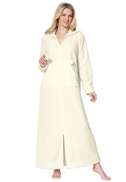 Dreams & Co. Women's Plus Size Plush Hooded Long Robe