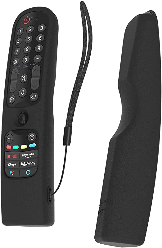 SIKAI Silicone Case Cover for LG AN-MR21GA Magic Remote, Shockproof Protective Cover for LG Smart TV Remote 2021, Standing Design, Skin-Friendly, Washable, Anti-Lost with Loop (Black)