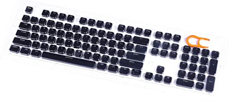 E-Yooso Keycaps Set, Double Shot, Translucent Backlit 104 Key Cap with Key Puller for Mechanical Gaming Keyboards (Black)