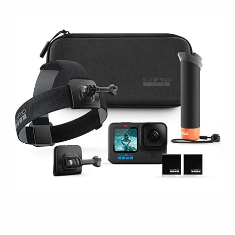 GoPro Hero12 Bundle Pack - Includes Hero12 Action Camera, 2-Batteries, Floating Hand Grip, Head Strap, Curved Adhesive Mount, Mounting Buckle, Carrying Case (1-Yr International   1-Yr India Warranty)