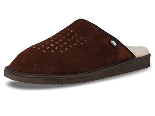 FOOTHUGS Mens Suede Mule Slippers/Natural Wool Lining Size 7,8,9,10,10.5