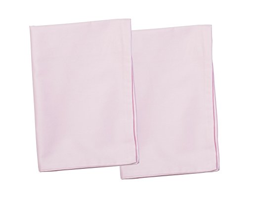 2 Pink Toddler Pillowcases - Envelope Style - 13x18 - 100% Cotton With Soft Sateen Weave - Machine Washable