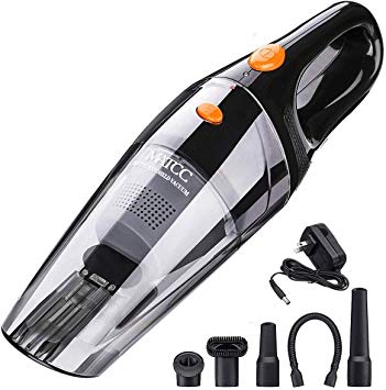 MATCC Handheld Vacuum Cordless Hand Vacuum Cleaner Cordless Rechargeable Wet Dry Use Hand Held Cordless Vacuum Lithium 12.6V 5500PA Strong Cyclonic Suction Stainless Steel HEPA Double Filtration