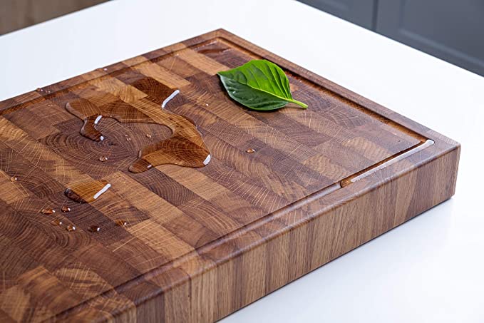 Daddy Chef End Grain Wood cutting board with Juice Groove 16x12 - Large Reversible Chopping block countertop - Wood butcher block - Kitchen Wooden chopping board (DT2X)