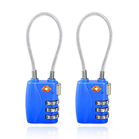 Luggage Lock, TSA Approved Luggage Locks, Cable Travel Lock, Safe Padlock for Gym, School, Suitcases, Baggage