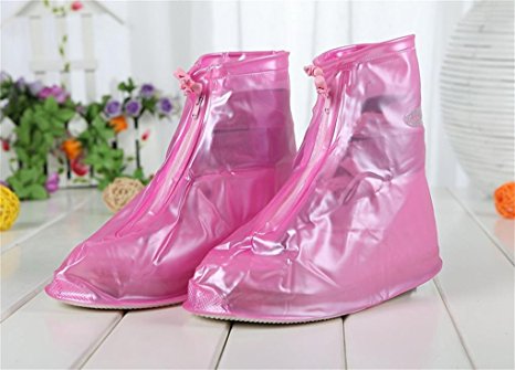 Whose Lemon Reusable Women Kids Waterproof/Rain Shoes Cover Portable Protective Shoes Covers for Cycling, Camping, Hiking, Garden, Outdoor Activities Pink L