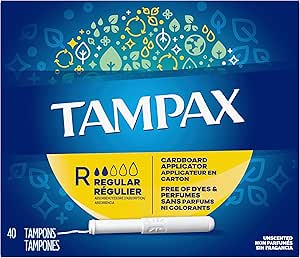 Tampax Tampons with Cardboard Applicator, Regular 40 ea (Pack of 4)