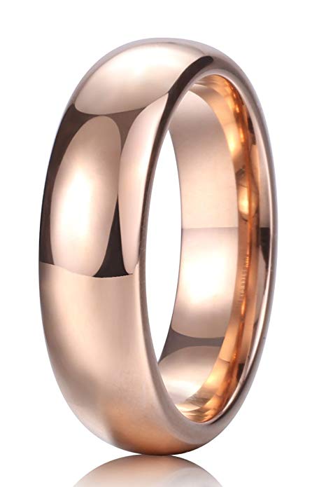 King Will Glory 2mm 4mm 6mm Rose Gold Plated High Polished Domed Tungsten Ring Wedding Band