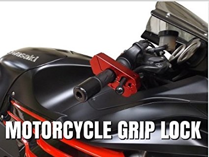 #1 Motorcycle Lock - A Grip / Throttle / Brake / Handlebar Lock to Secure a Bike, Scooter, Moped or ATV in Under 5 Seconds! From BigPantha! (Red)