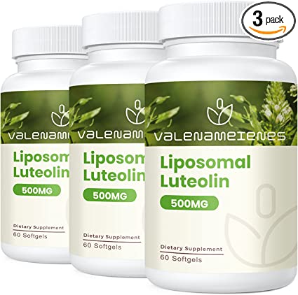 Valenameienes Liposomal Luteolin 500mg, High Absorption, Antioxidant Supplement, Luteolin Supplement - 180 Softgels, 90-Day Supply